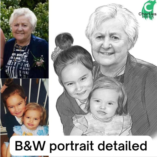 Black & White Portrait Detailed 🇬🇧 70 x 100 cm Portraits - charliesdrawings