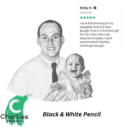 Embrace Eternity: Unforgettable Custom Portraits Bridging Generations - Charlie's Drawings