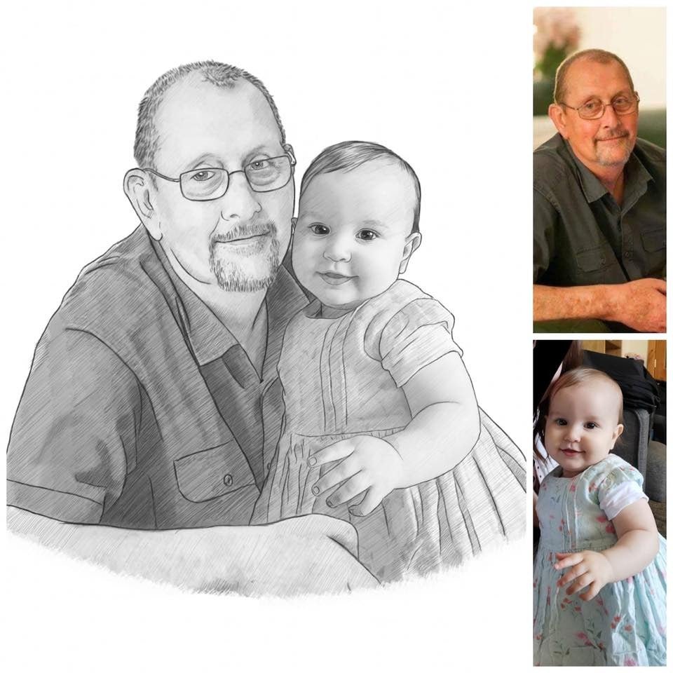 Embrace Eternity: Unforgettable Custom Portraits Bridging Generations - Charlie's Drawings