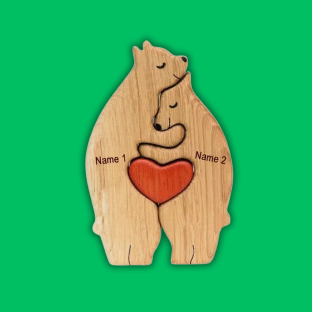 Personalized Bear Family Wooden Art Puzzle - Custom Family Gift - Charlie's Drawings