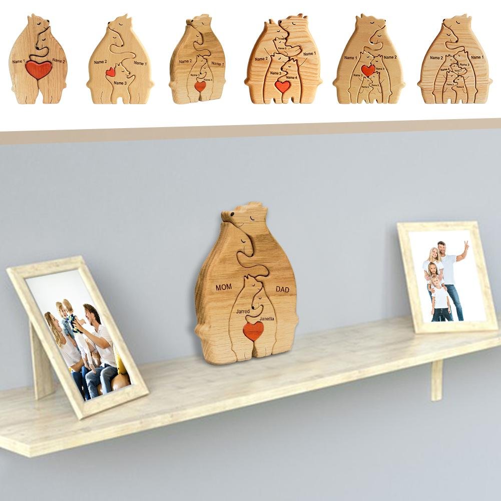 Personalized Bear Family Wooden Art Puzzle - Custom Family Gift - Charlie's Drawings